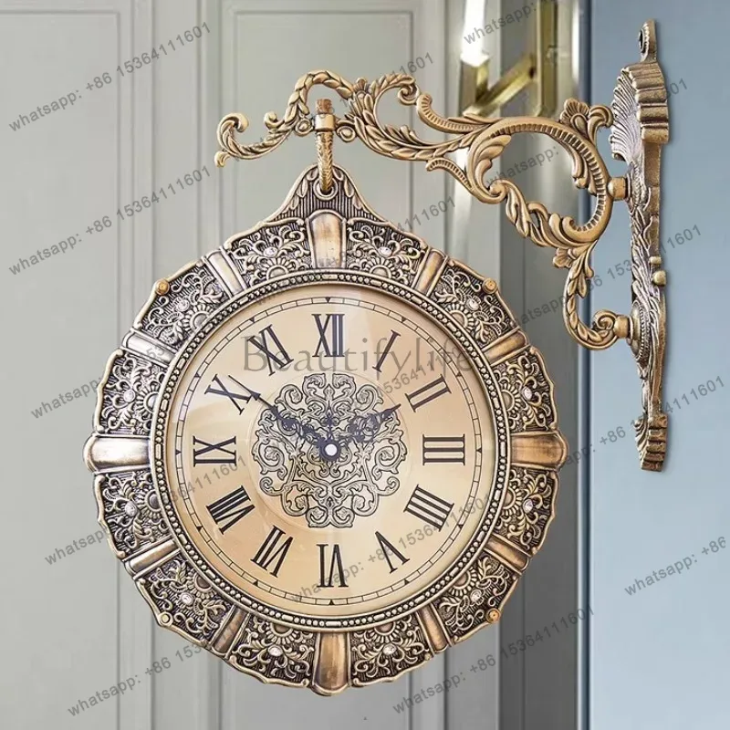 Luxury Lifestyle Aesthetics - Nordische Retro-Wohnzimmer-Wanduhr, geräuschlos, doppelseitig, luxuriös, kreativ,