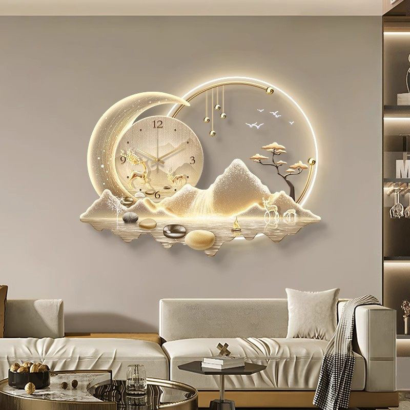 Luxury Lifestyle Aesthetics - Kunstvolle LED-Wanduhr Luxuriöses Design Minimalistischer Chinesischer