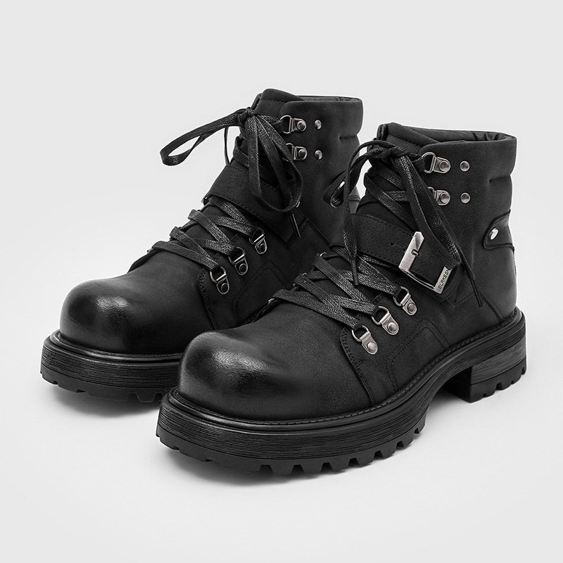 Luxury Lifestyle Men - Marke Männer Leder Stiefel Motorrad Schnee